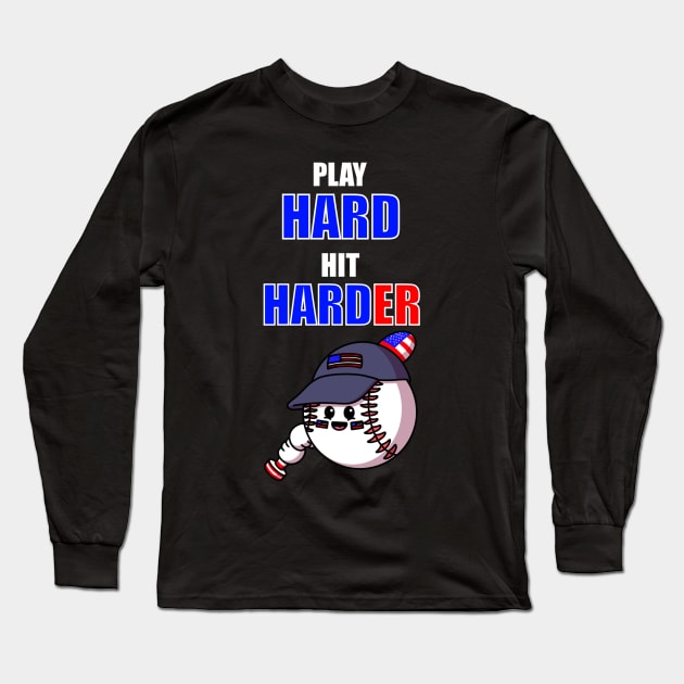 Play Hard Hit Harder Long Sleeve T-Shirt by TheMaskedTooner